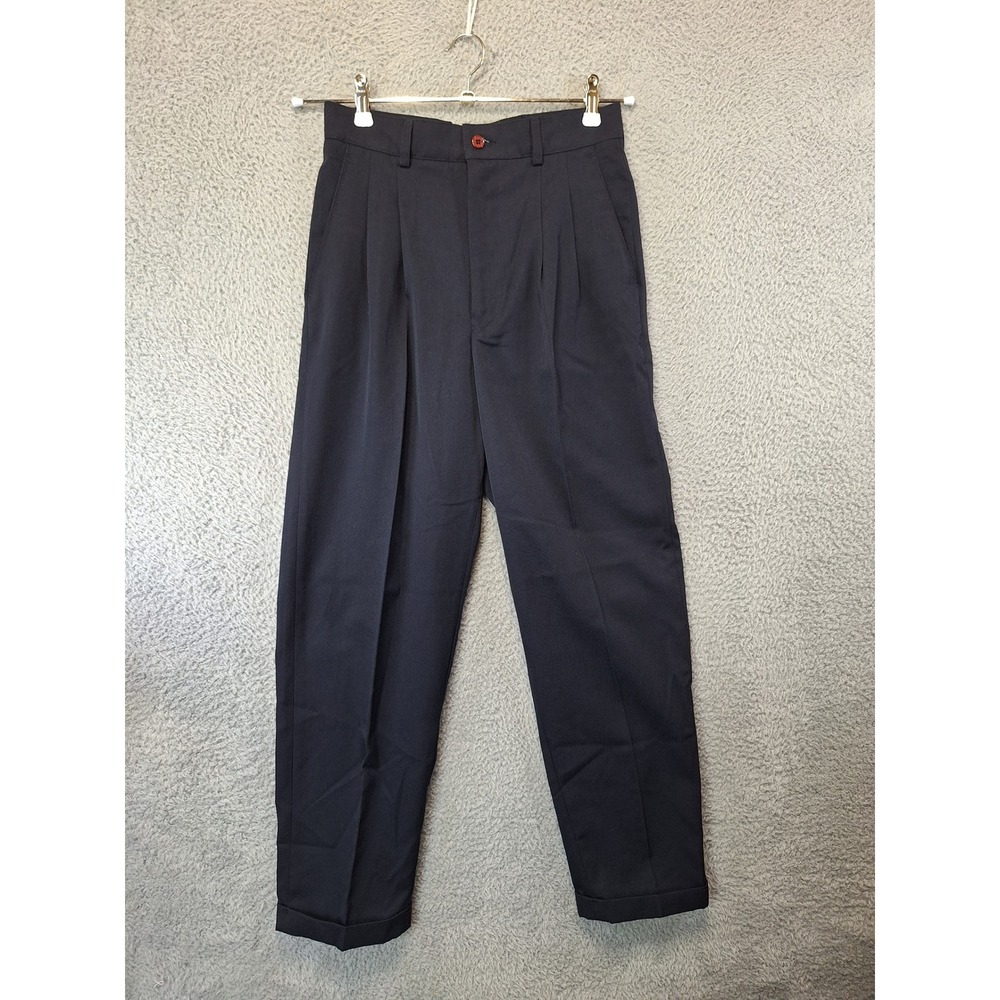 Adolfo Mens Navy Blue Dress Pants Cuffed Size 29x30 (Fits 28x29) Business Casual